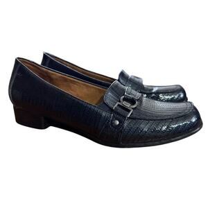 Naturalizer Benefit Womens Reptile Navy Block Heel Loafers Slip On Shoes 8.5 N